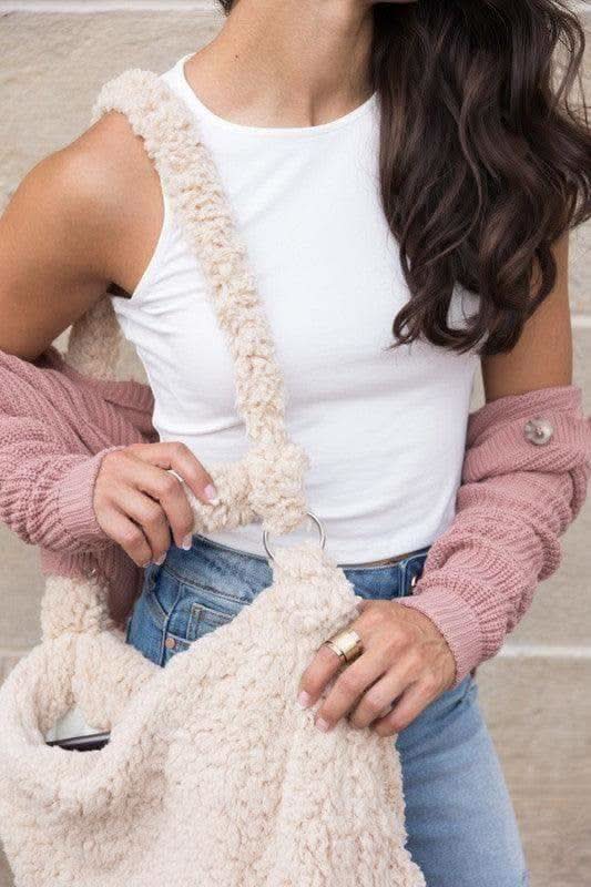 Boucle Sherpa Messenger Bag - SwagglyLife Home & Fashion Boucle Sherpa Messenger Bag - SwagglyLife Home & Fashion