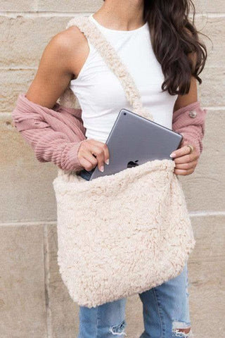 Boucle Sherpa Messenger Bag - SwagglyLife Home & Fashion Boucle Sherpa Messenger Bag - SwagglyLife Home & Fashion