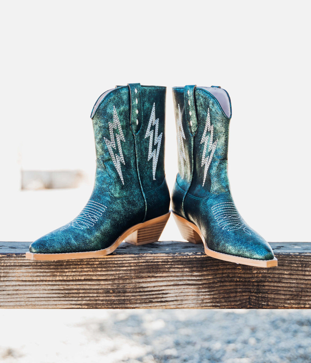 Bowie Metallic Boot in Teal in - Shoes photo