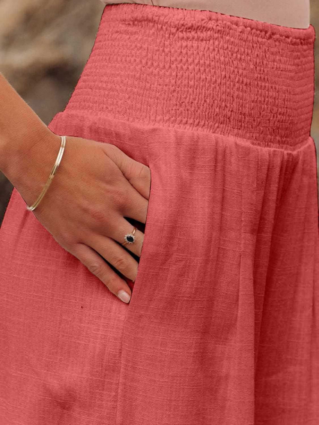 Smocked Waist Wide Leg Pants - SwagglyLife Home & Fashion