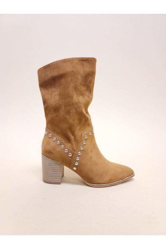 BRIGITTA Studded Booties, 3 Colors in CAMEL - Shoes photo