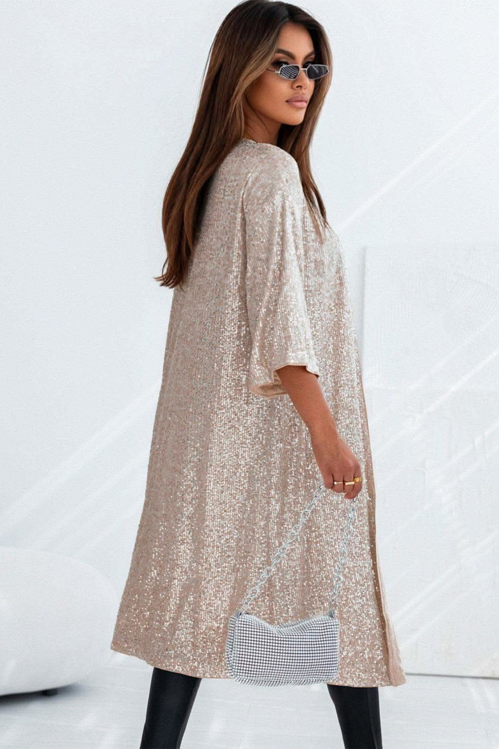 Brynlee Sequin Open Front Duster Cardigan in - Shirts & Tops photo