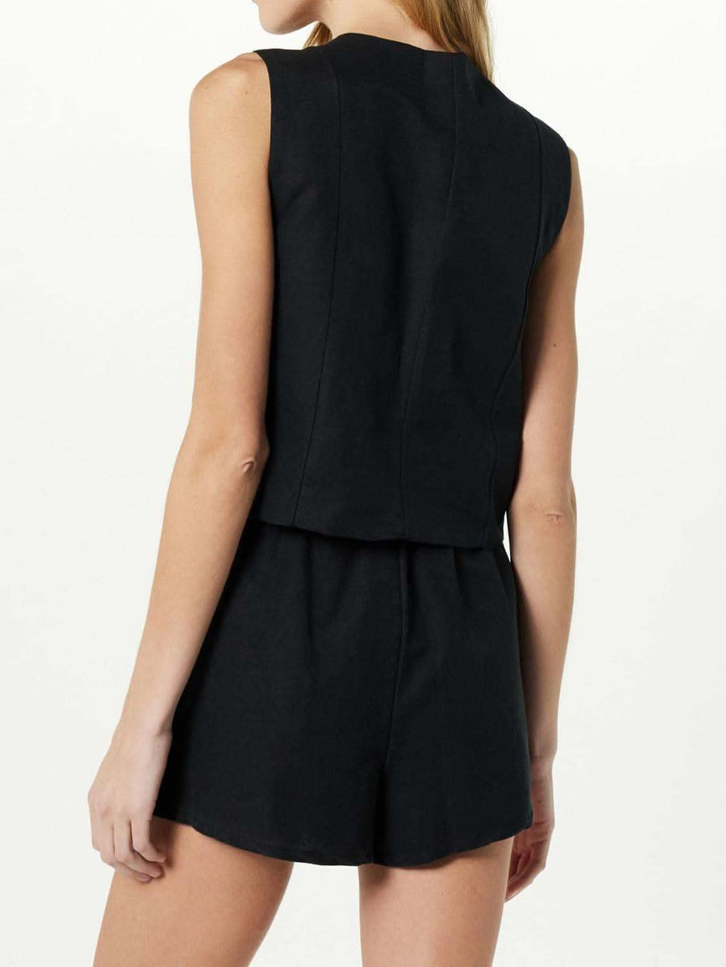 Button Up V-Neck Top and Pocketed Shorts Set in - photo