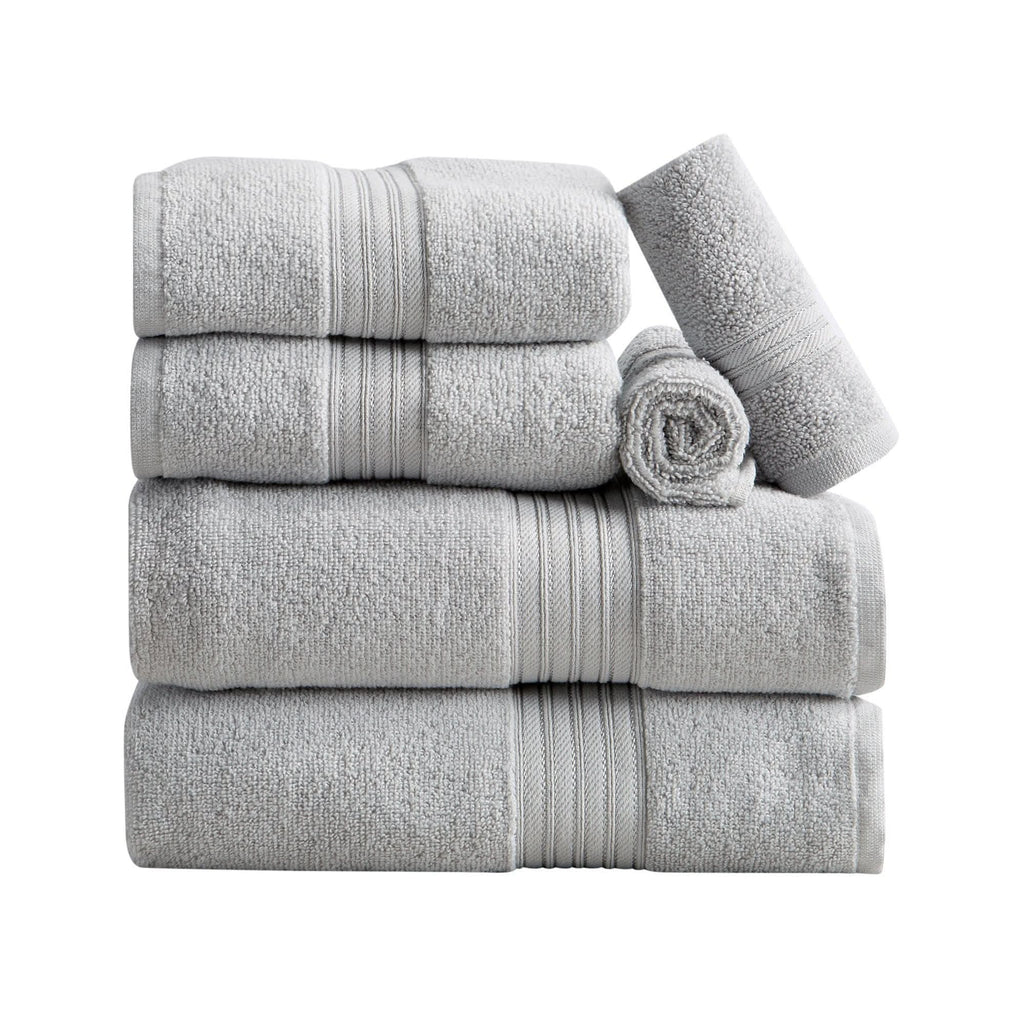 Cotton Terry Bath Towel Set - Cooper Collection in 6 Piece Set Light Grey - photo