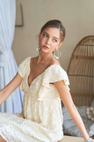 ADORA Tie Back V-Neck Ruffle Sleeve Dress - SwagglyLife Home & Fashion ADORA Tie Back V-Neck Ruffle Sleeve Dress - SwagglyLife Home & Fashion