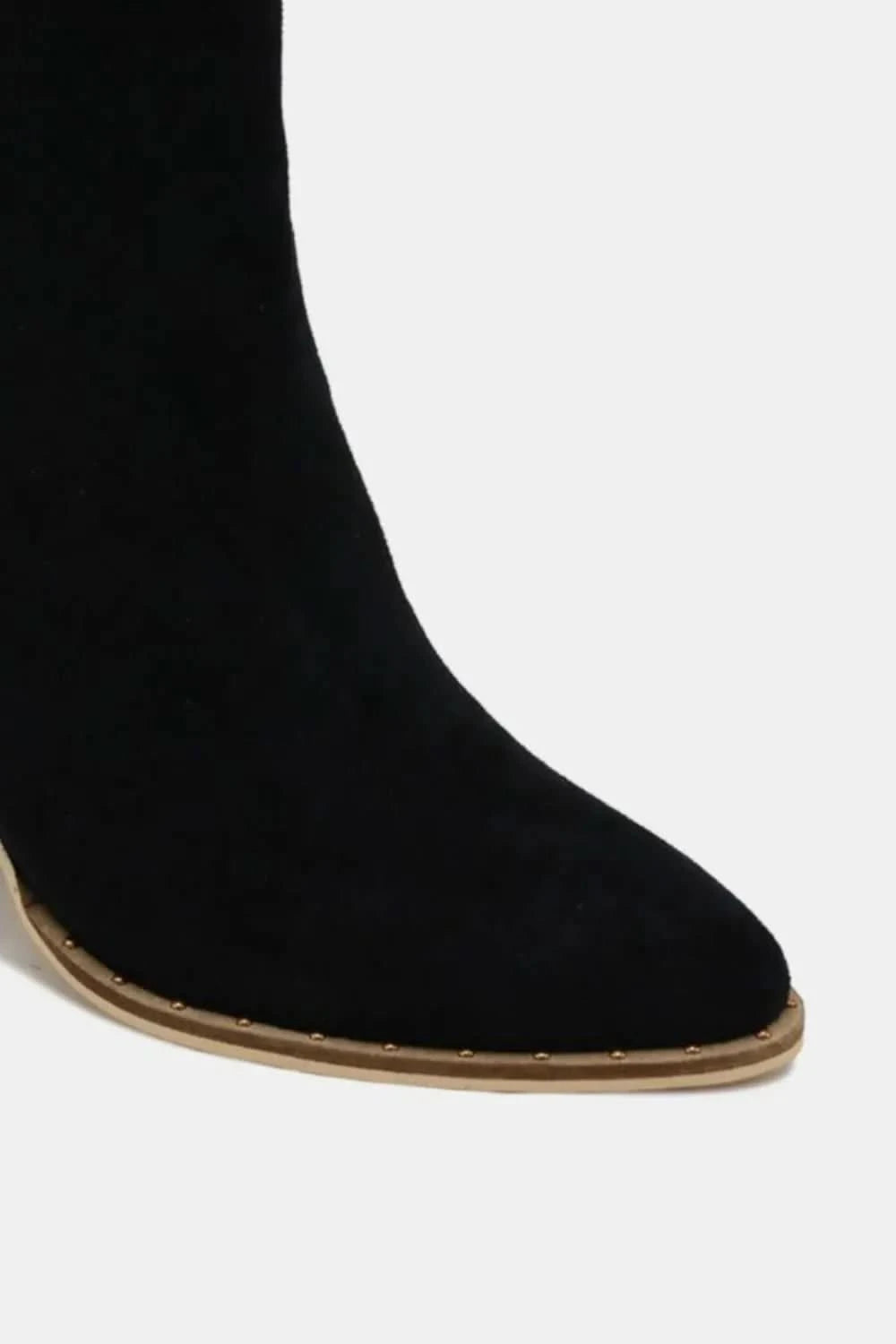 Beast Fashion Suede Point Toe Ankle Booties in - photo