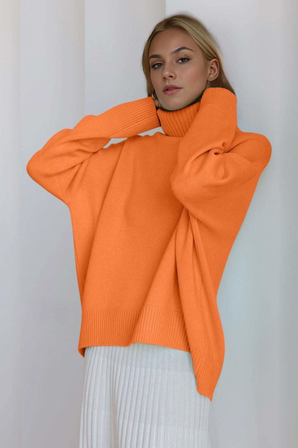 Basic Bae Turtleneck Dropped Shoulder Long Sleeve Sweater in - sweater photo