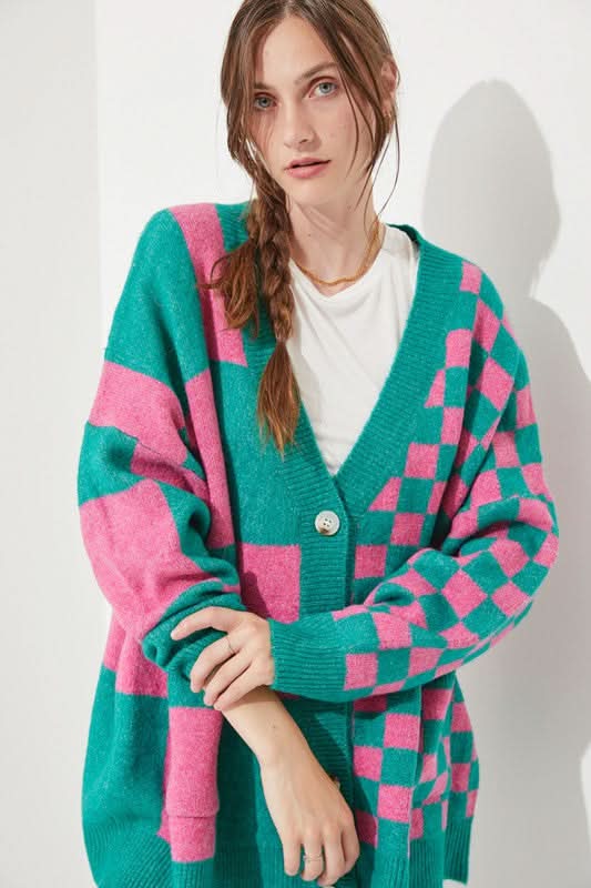Checkered Oversized Sweater in - photo