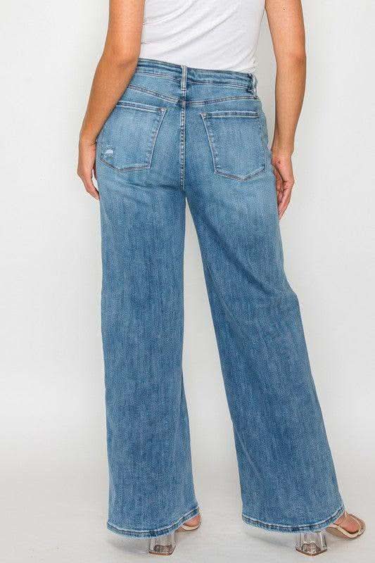 bytos Full Size High Rise Wide Leg Jeans with Pockets in - jeans photo