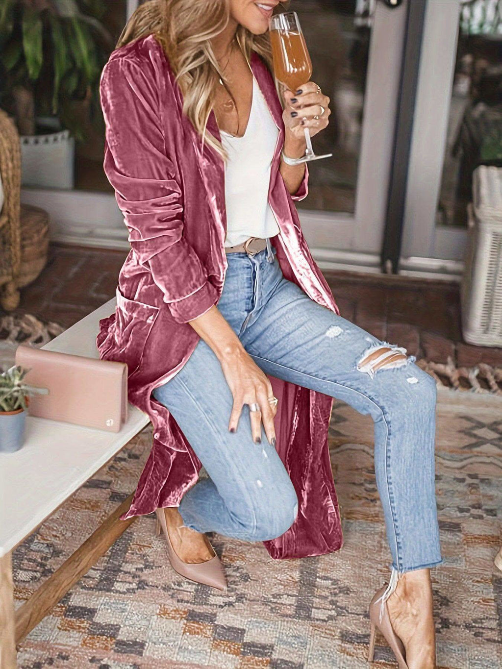 Open Front Long Sleeve Coat in - Coats & Jackets photo