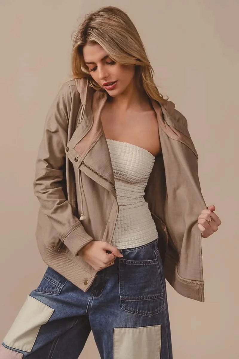BiBi Textured Woven Rider Jacket in - photo