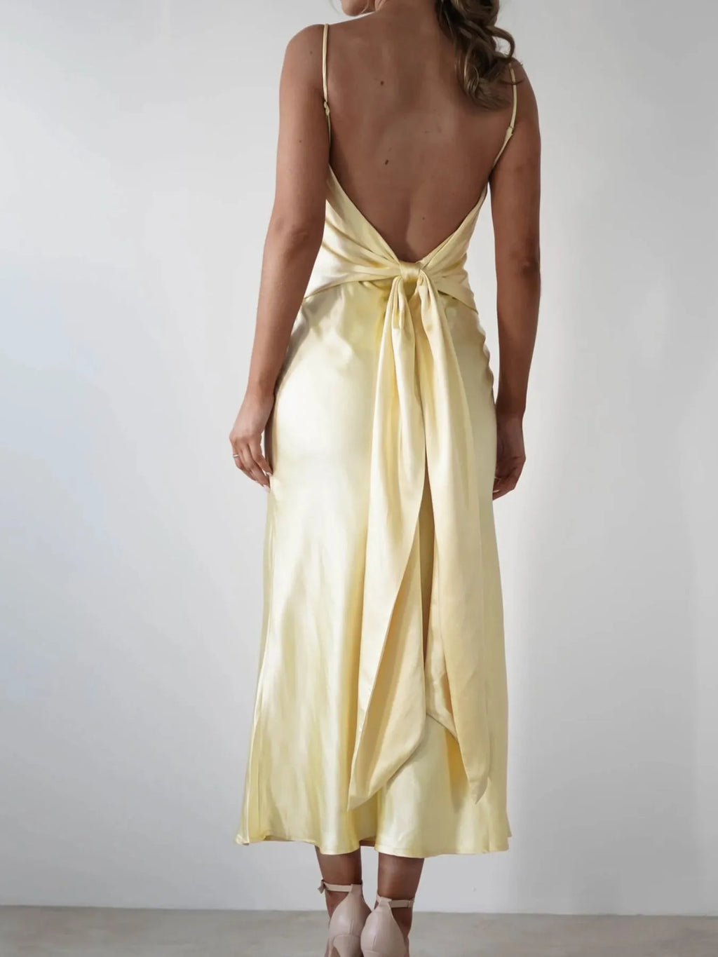 Satin Backless Cami Dress in - photo