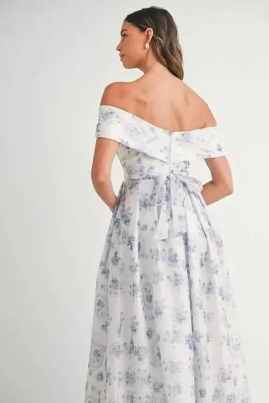MABLE Floral Printed Off Shoulder Maxi Dress in - photo