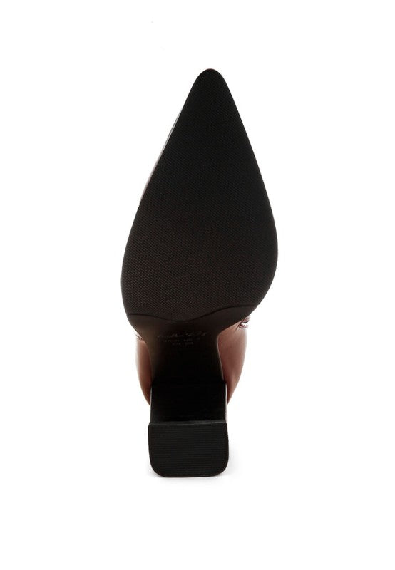 Hatter Pointed Toe Faux Leather Boots in - photo