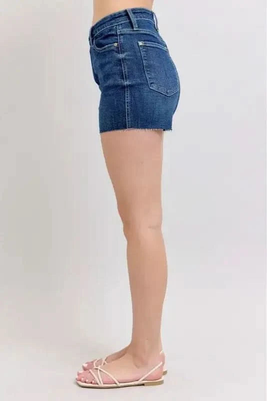 Judy Blue Full Size High Waist Criss-Cross Waistband Denim Shorts Plus Size in - photo