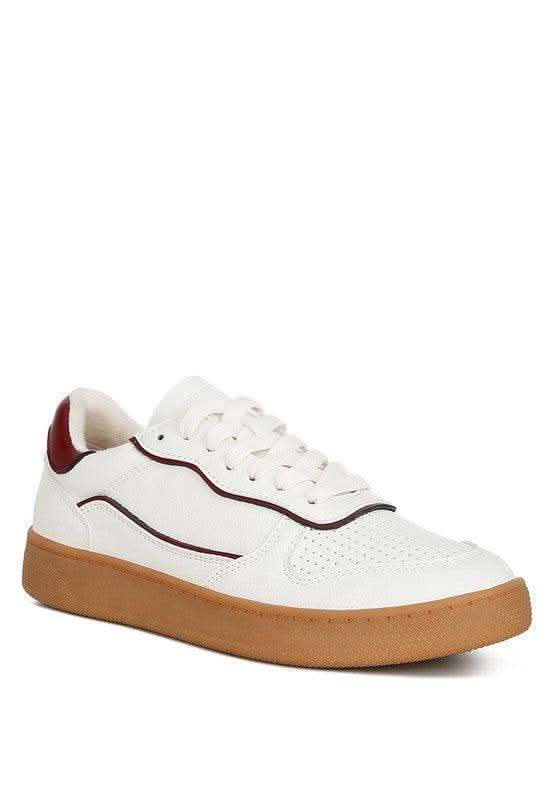 Kyniska Faux Leather Everyday Sneakers in White Red - photo
