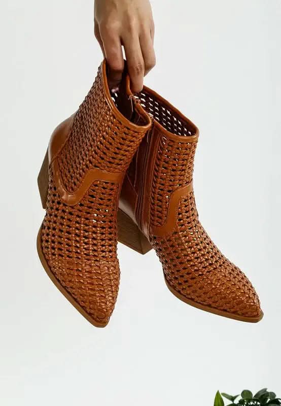 Rag & Co. Artisole Woven Pleather Block Heel Boots in - photo