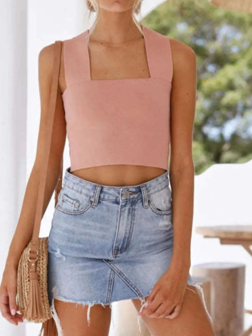 Square Neck Wide Strap Tank - SwagglyLife Home & Fashion