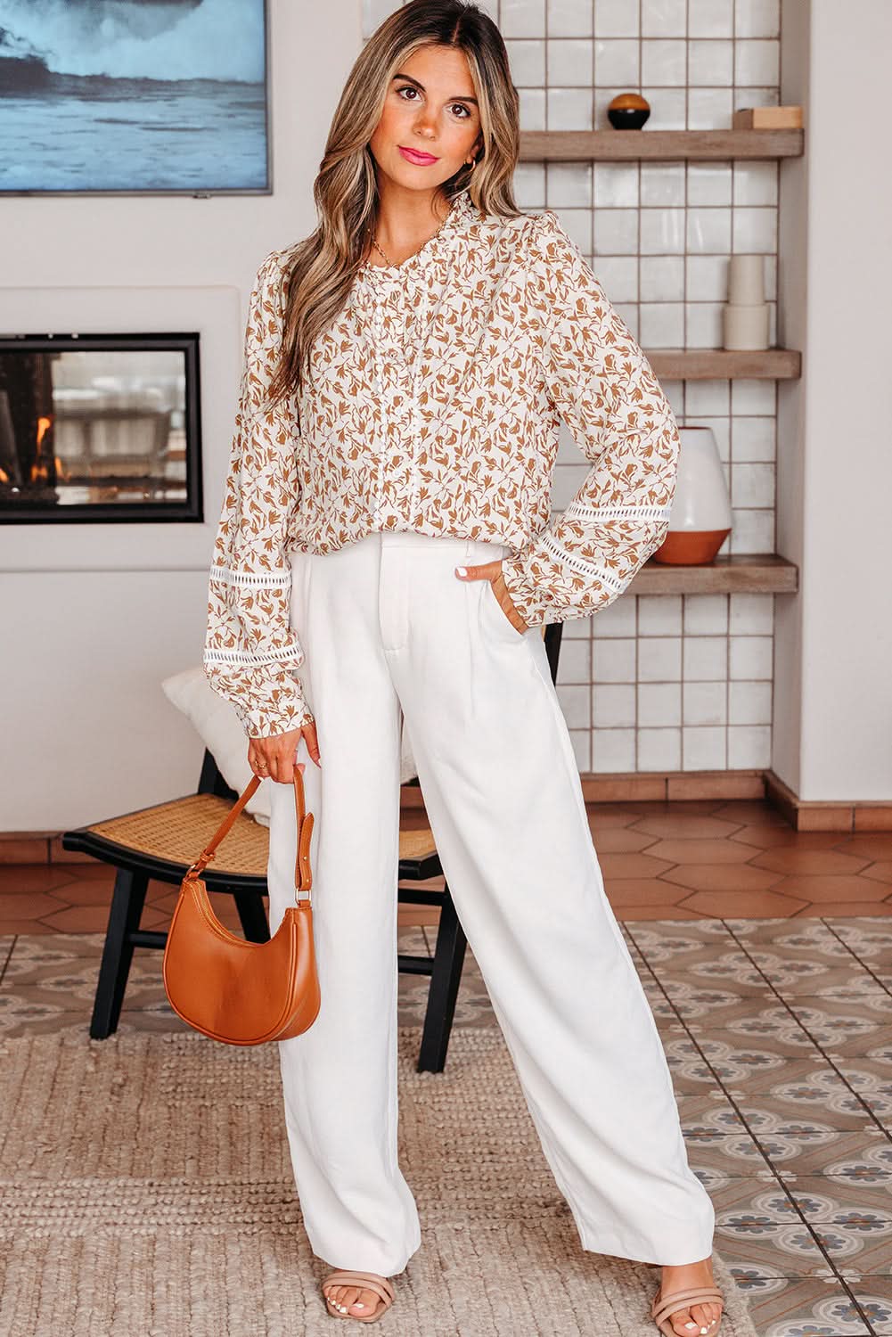Melanie Lace Floral Puff Sleeve Top in - Tops/Blouses & Shirts photo