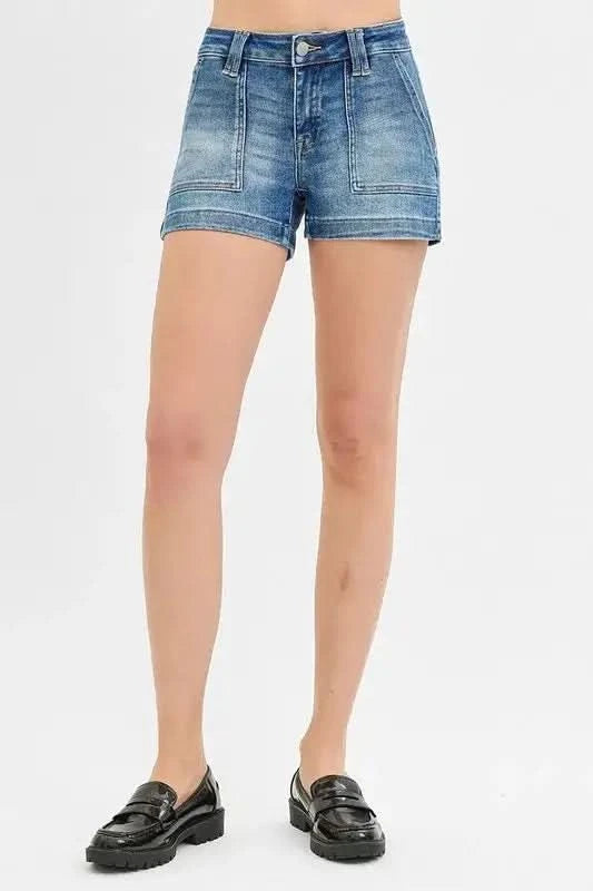 RISEN Low Rise Patched Pocket Shorts in - photo