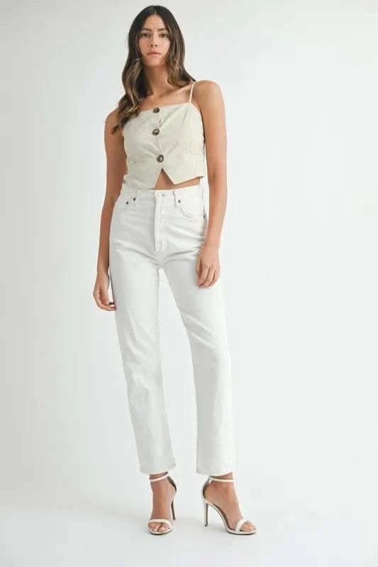 MABLE Linen Mix Button Down Tank Top - SwagglyLife Home & Fashion