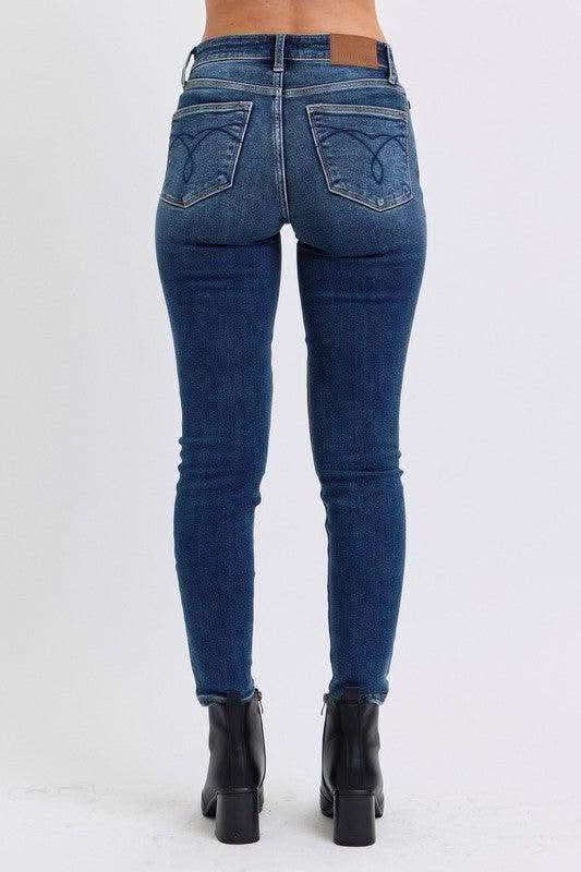 Judy Blue Full Size Run Mid-Rise Waist Skinny Jeans with Thermal Lining in - Jeans photo