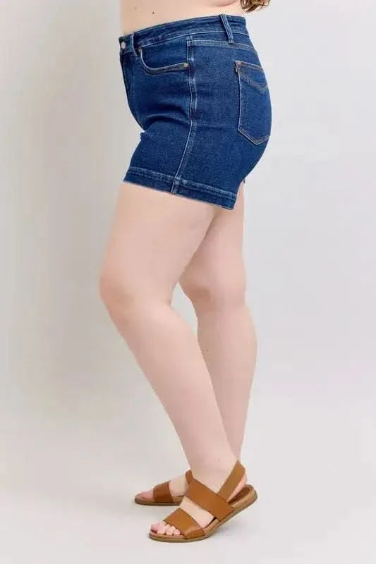 Judy Blue Plus Size High Waist Tummy Control Denim Shorts - SwagglyLife Home & Fashion