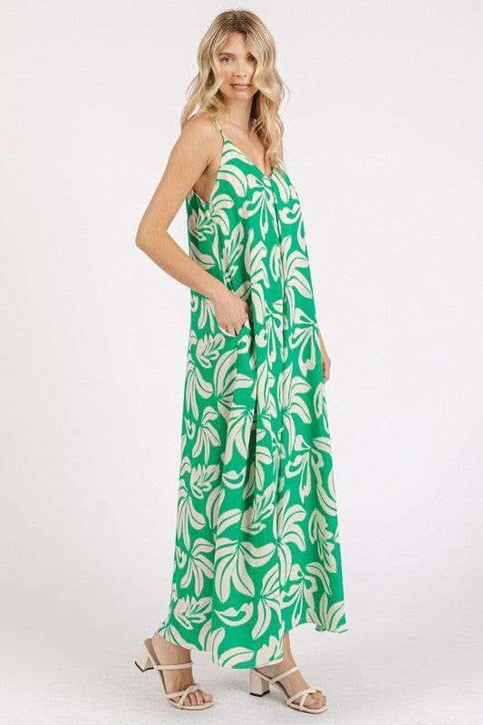Mittoshop Printed V-Neck Maxi Cami Dress with Pockets in - Dresses photo