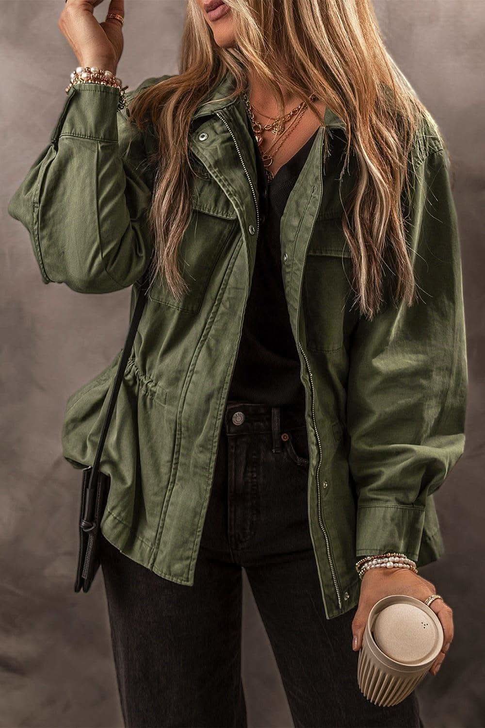 Olivia Zip Up Long Sleeve Jacket in - photo