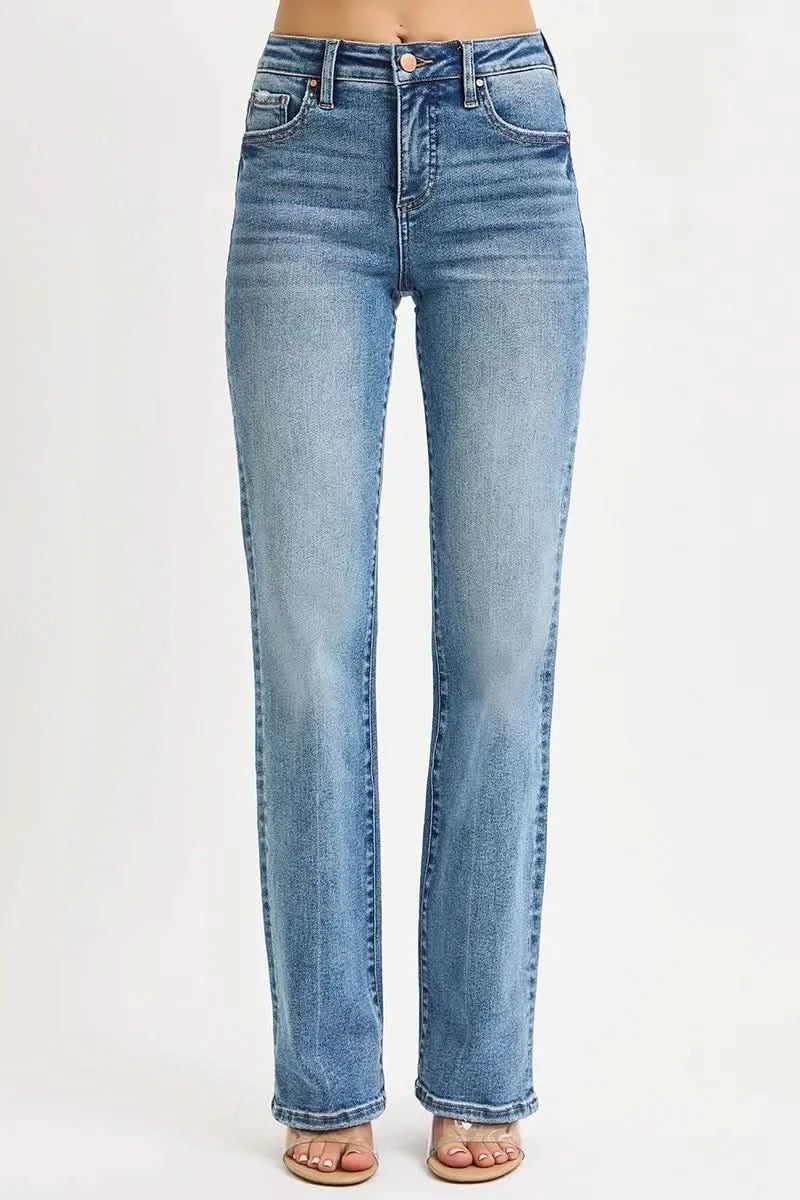 RISEN Full Size Tummy Control High Rise Straight Jeans Plus Size in - photo