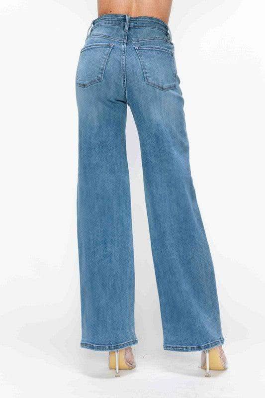 bytos Full Size High Rise Wide Leg Jeans with Pockets in - jeans photo