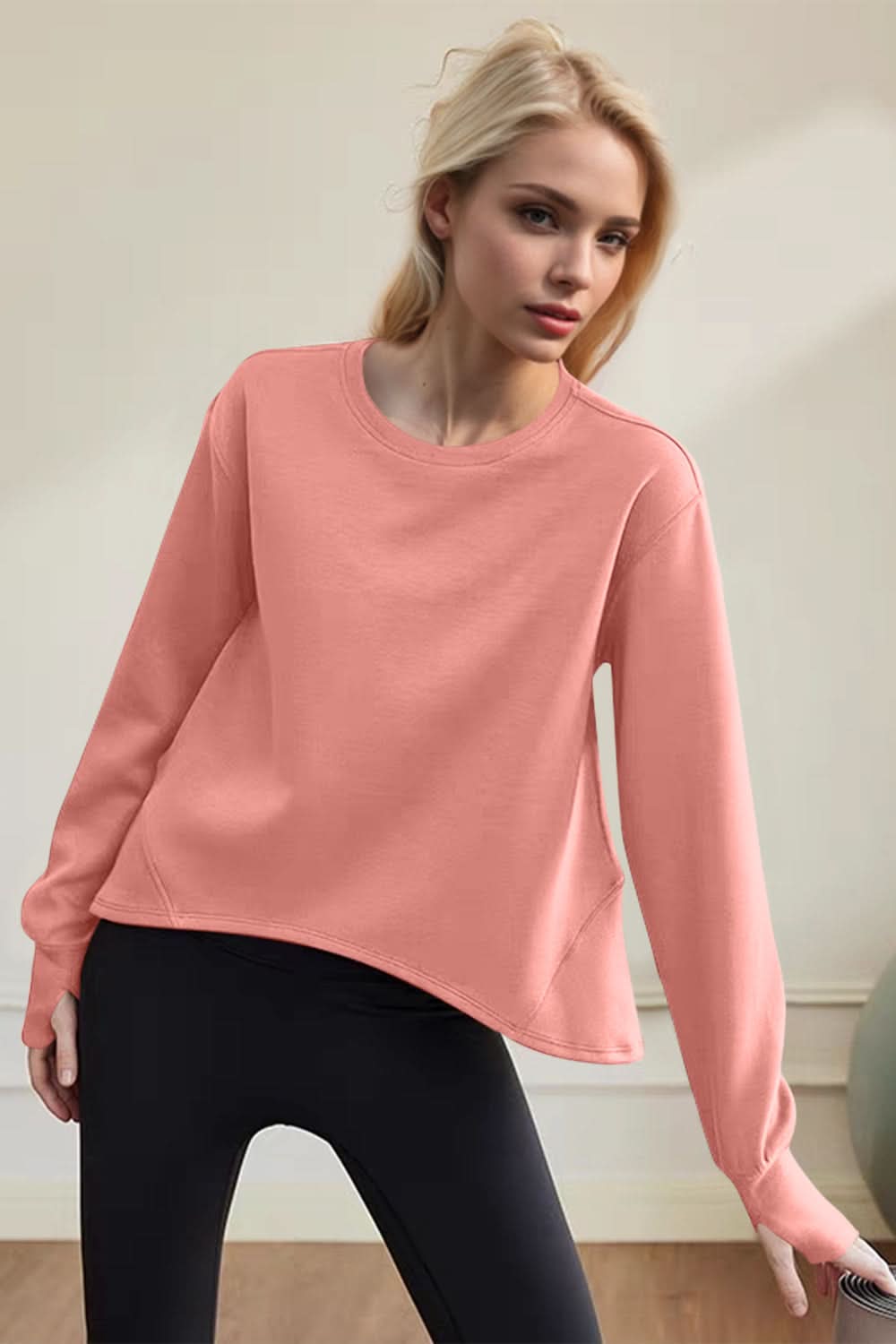 Basic Bae Air Scuba Round Neck Long Sleeve Sweatshirt in - Tops photo