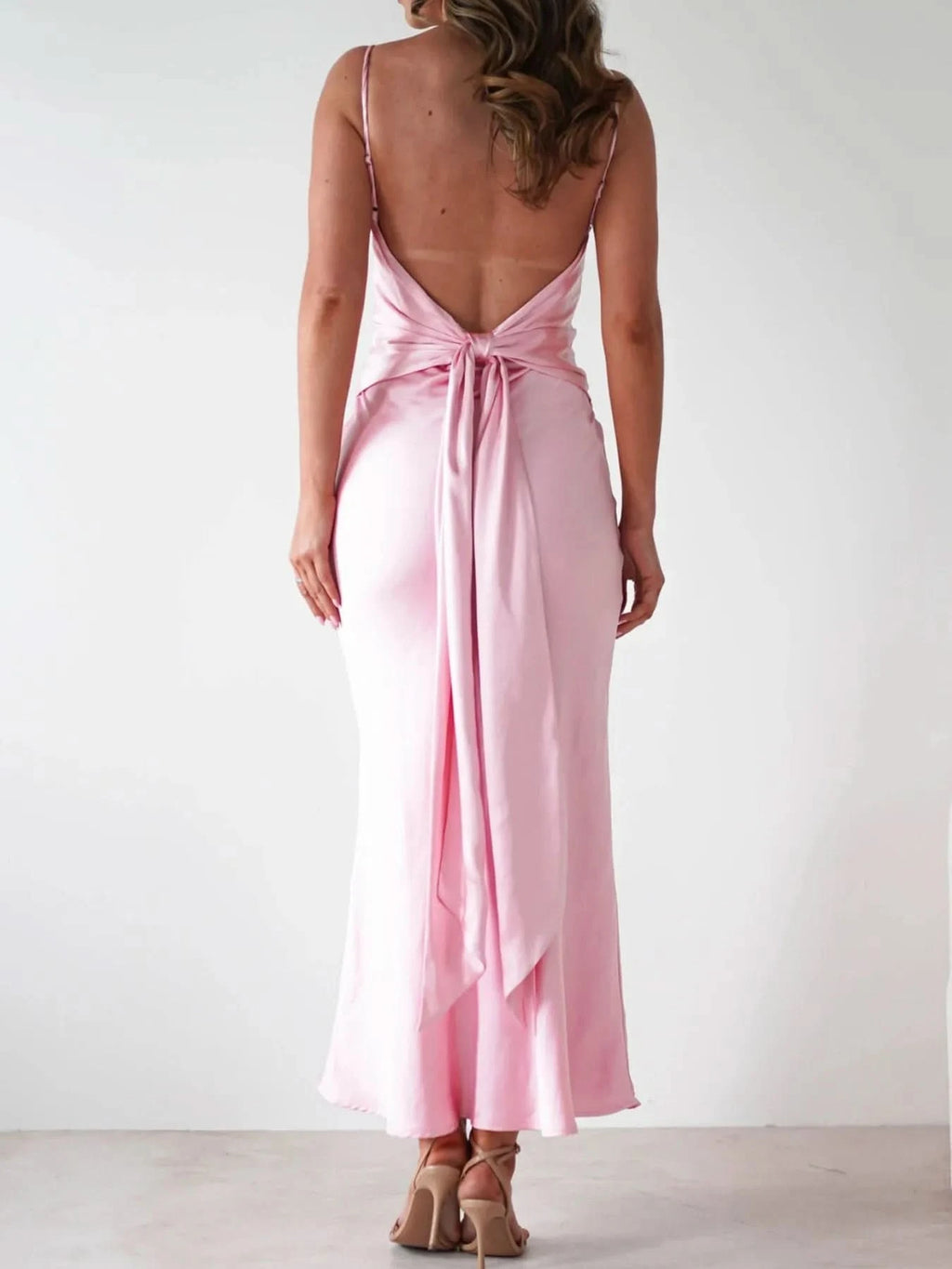 Satin Backless Cami Dress in - photo
