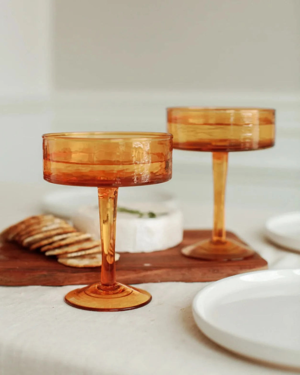 Handblown Hammered Coupe Cocktail Glass Pair in - Kitchen & Dining photo