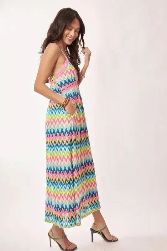 Davi & Dani Multi Color Crochet Lace Midi Dress in - photo