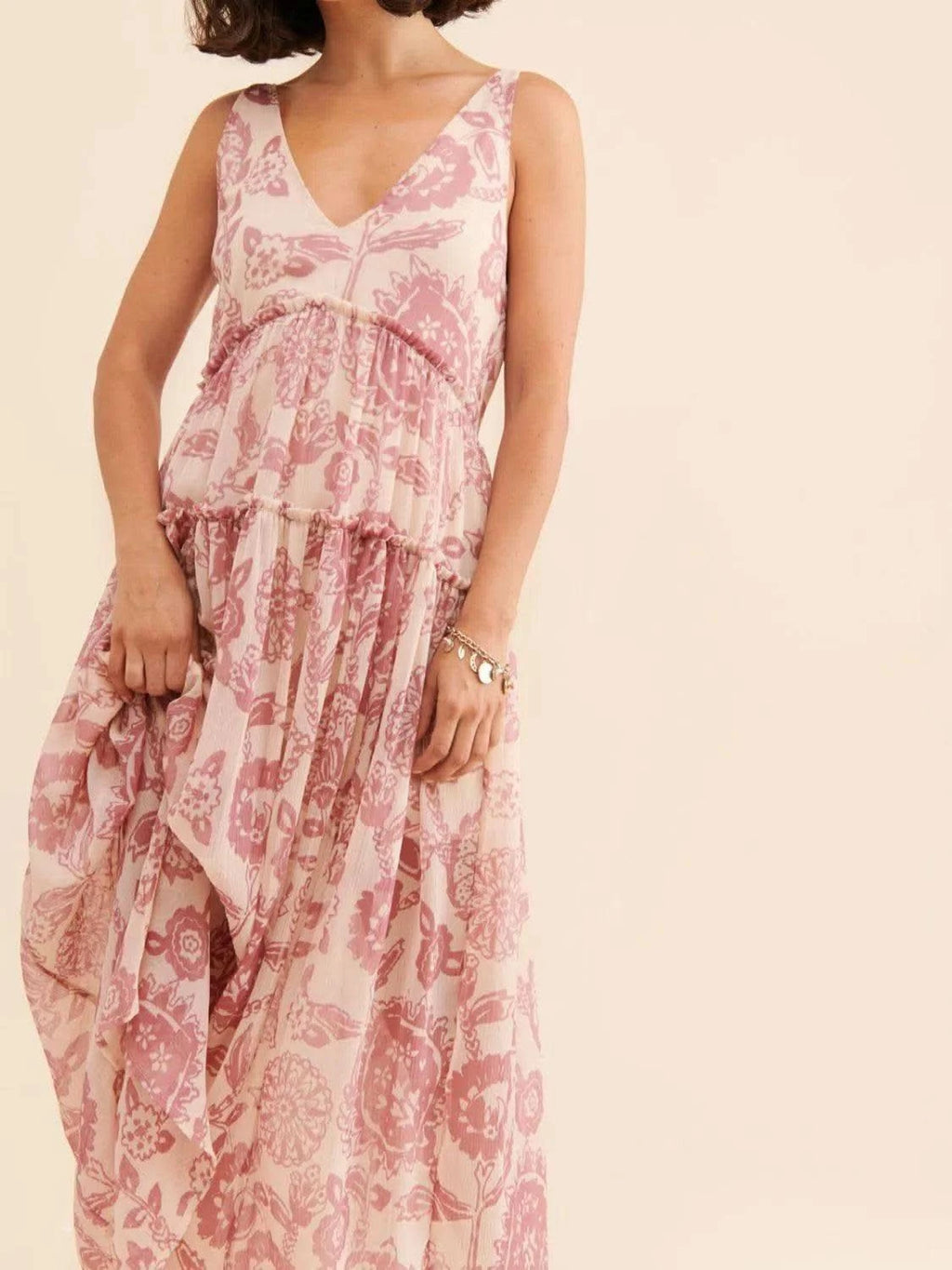 Printed V-Neck Sleeveless Dress - SwagglyLife Home & Fashion