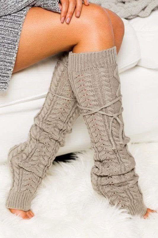 Cable Knit Long Tie Leg Warmer - SwagglyLife Home & Fashion