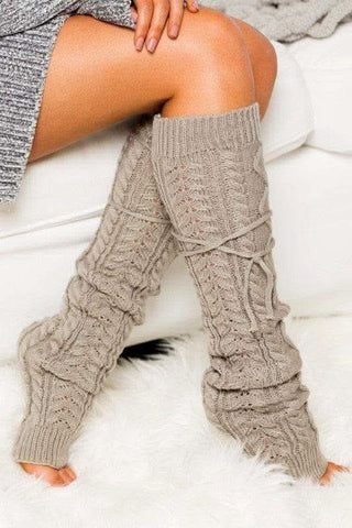 Cable Knit Long Tie Leg Warmer - SwagglyLife Home & Fashion Cable Knit Long Tie Leg Warmer - SwagglyLife Home & Fashion