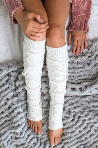 Cable Knit Long Tie Leg Warmer - SwagglyLife Home & Fashion Cable Knit Long Tie Leg Warmer - SwagglyLife Home & Fashion