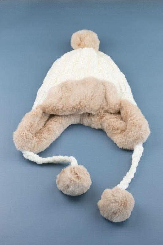 Cable Weave Pom Trapper Hat in - Hats photo