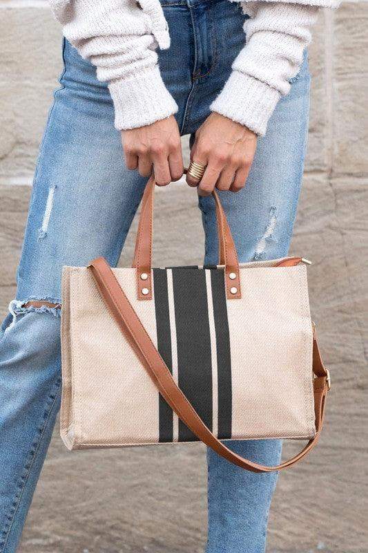 Canvas Stripe Tote - SwagglyLife Home & Fashion