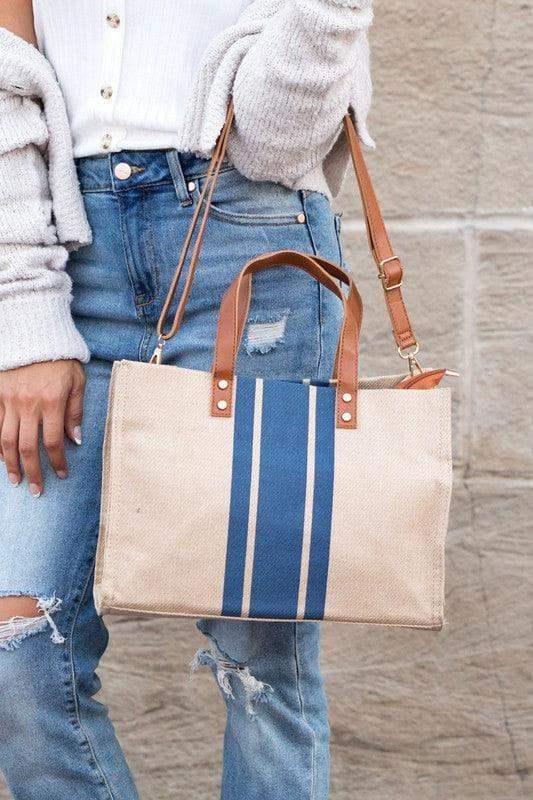 Canvas Stripe Tote - SwagglyLife Home & Fashion