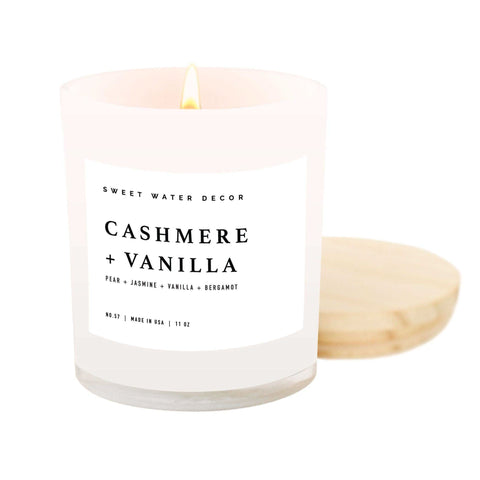 Cashmere and Vanilla Soy Candle - White Jar - 11 oz - SwagglyLife Home & Fashion Cashmere and Vanilla Soy Candle - White Jar - 11 oz - SwagglyLife Home & Fashion