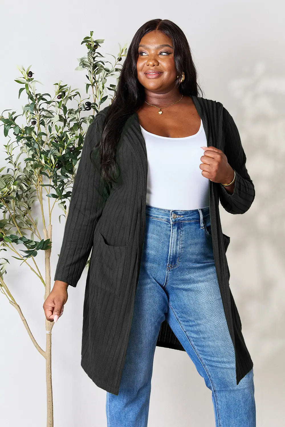 Basic Bae Full Size Hooded Sweater Cardigan in - photo