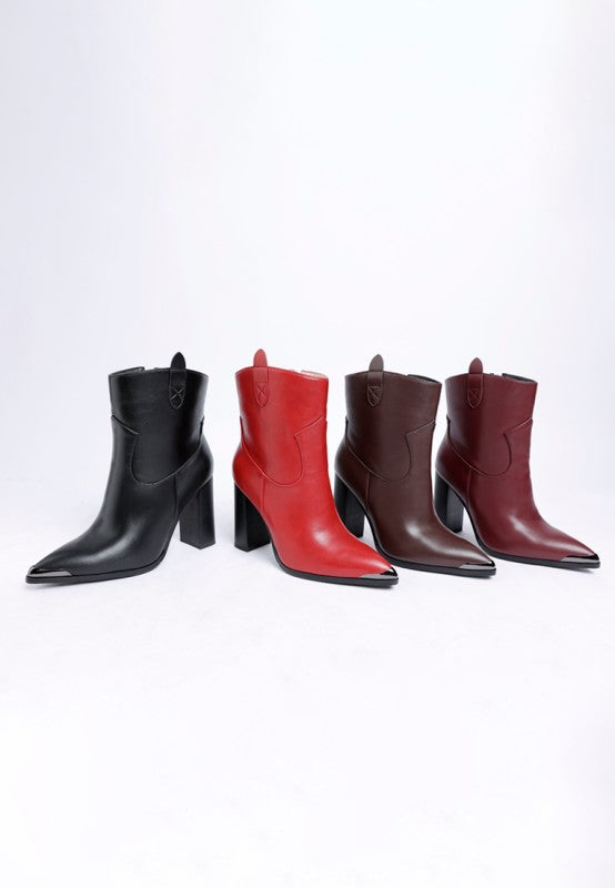 Hatter Pointed Toe Faux Leather Boots in - photo