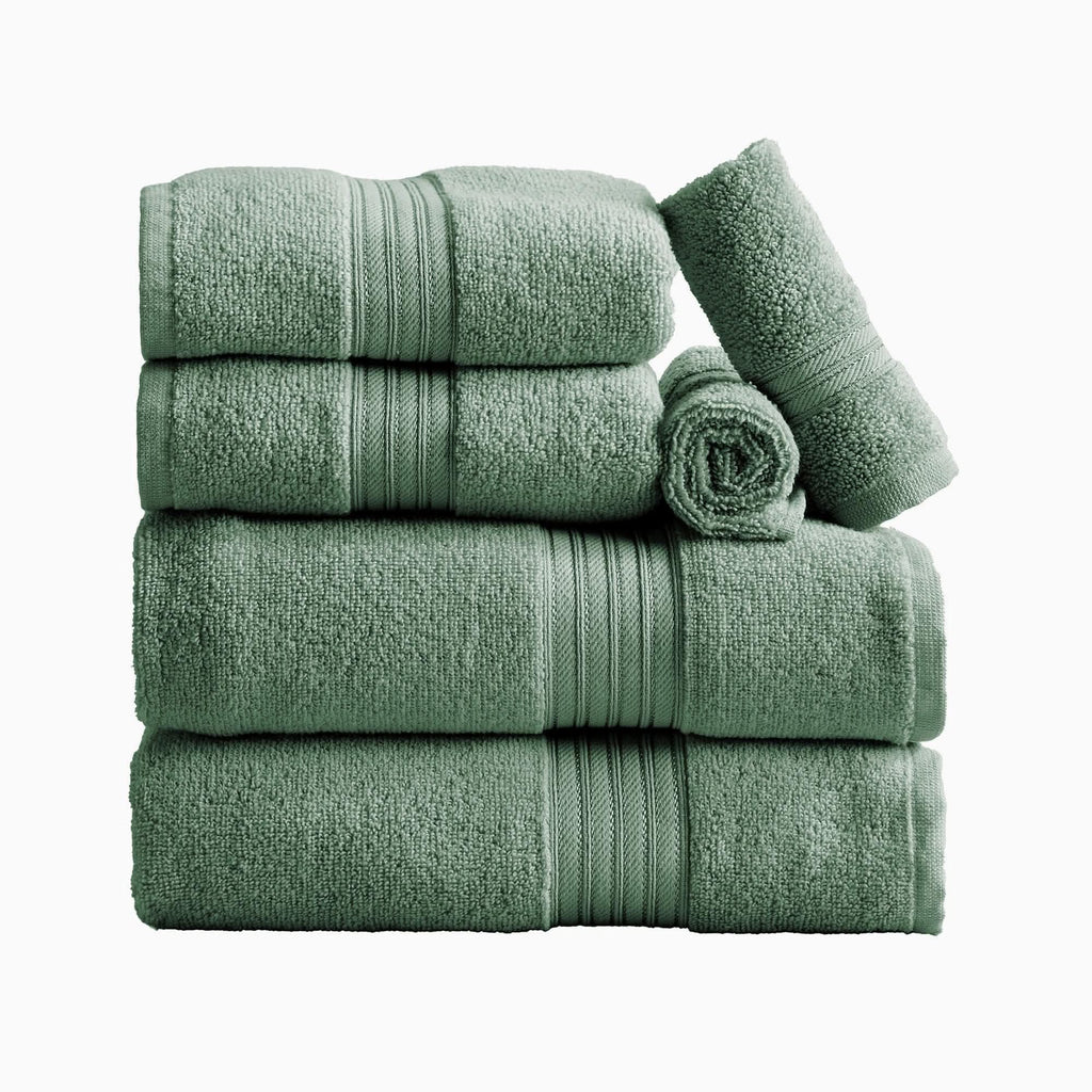 Cotton Terry Bath Towel Set - Cooper Collection in 6 Piece Set Eucalyptus - photo