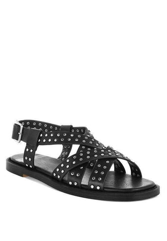 Anemone Studded Flat Gladiator Sandals - SwagglyLife Home & Fashion Anemone Studded Flat Gladiator Sandals - SwagglyLife Home & Fashion