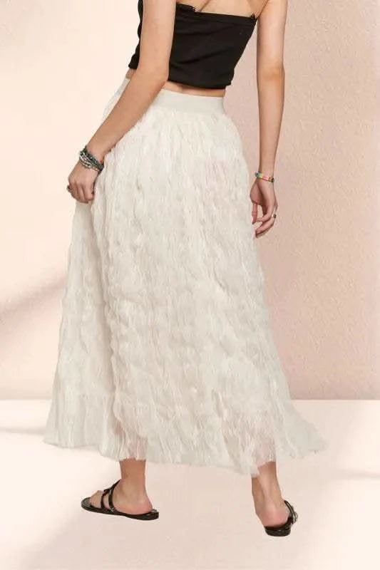 ADORA Elastic Waist Cloud Fluffy Maxi Skirt - SwagglyLife Home & Fashion