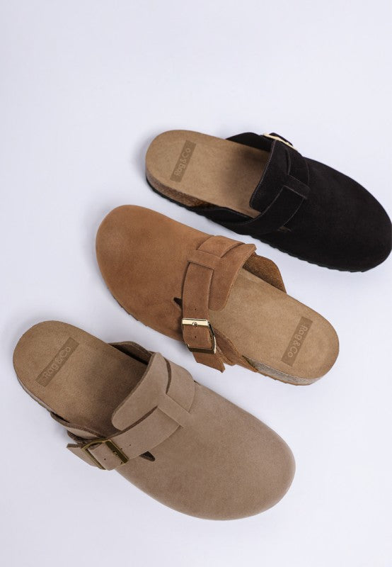 Ratiha Buckle Accent Slip-On Footbed Mules in - photo