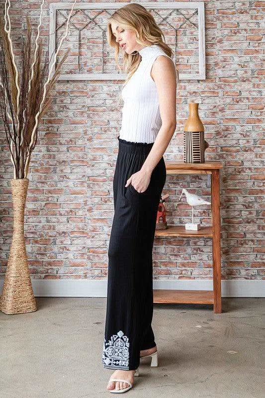 Heimish Full Size Solid Damask Casual Pants Plus Size in - Pants photo